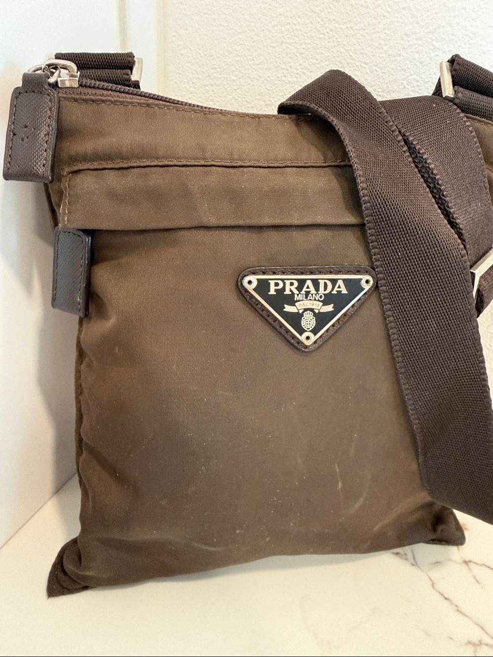 Prada Brown Nylon Cross Body Bag